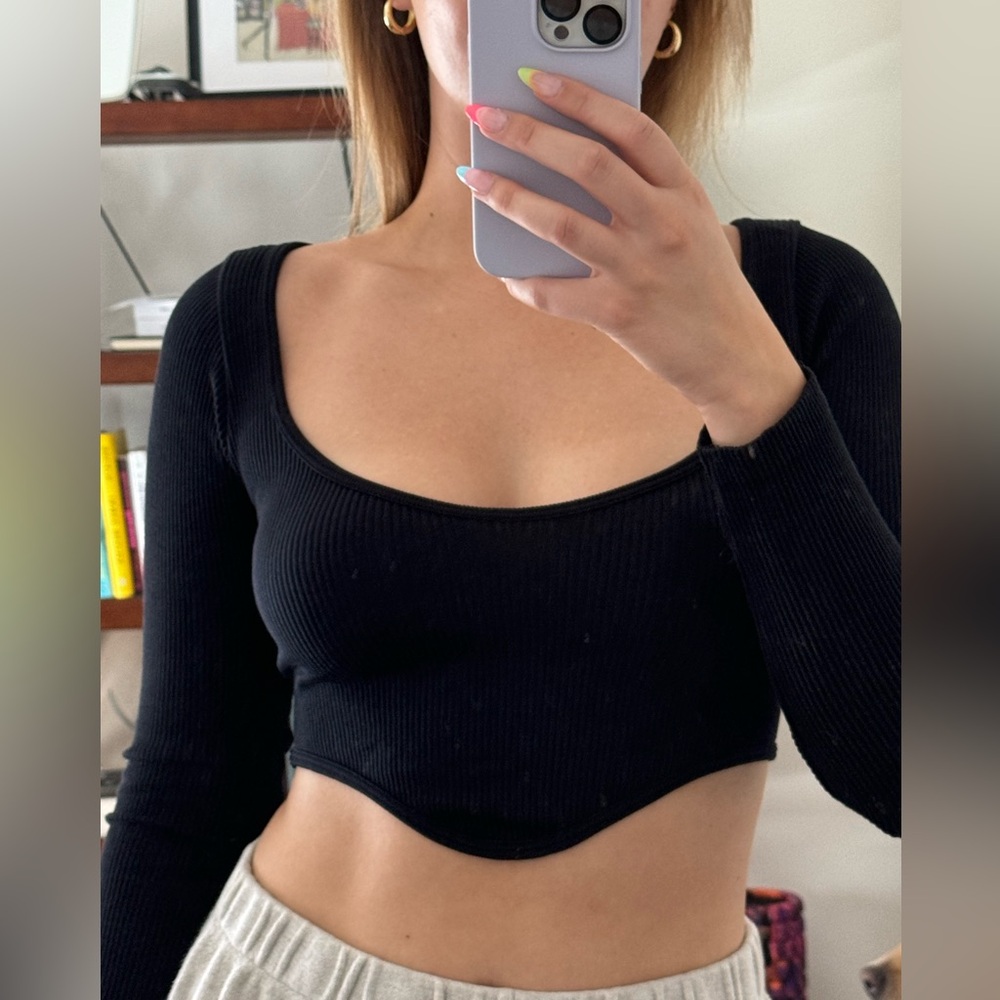 Black long sleeve Zara crop top